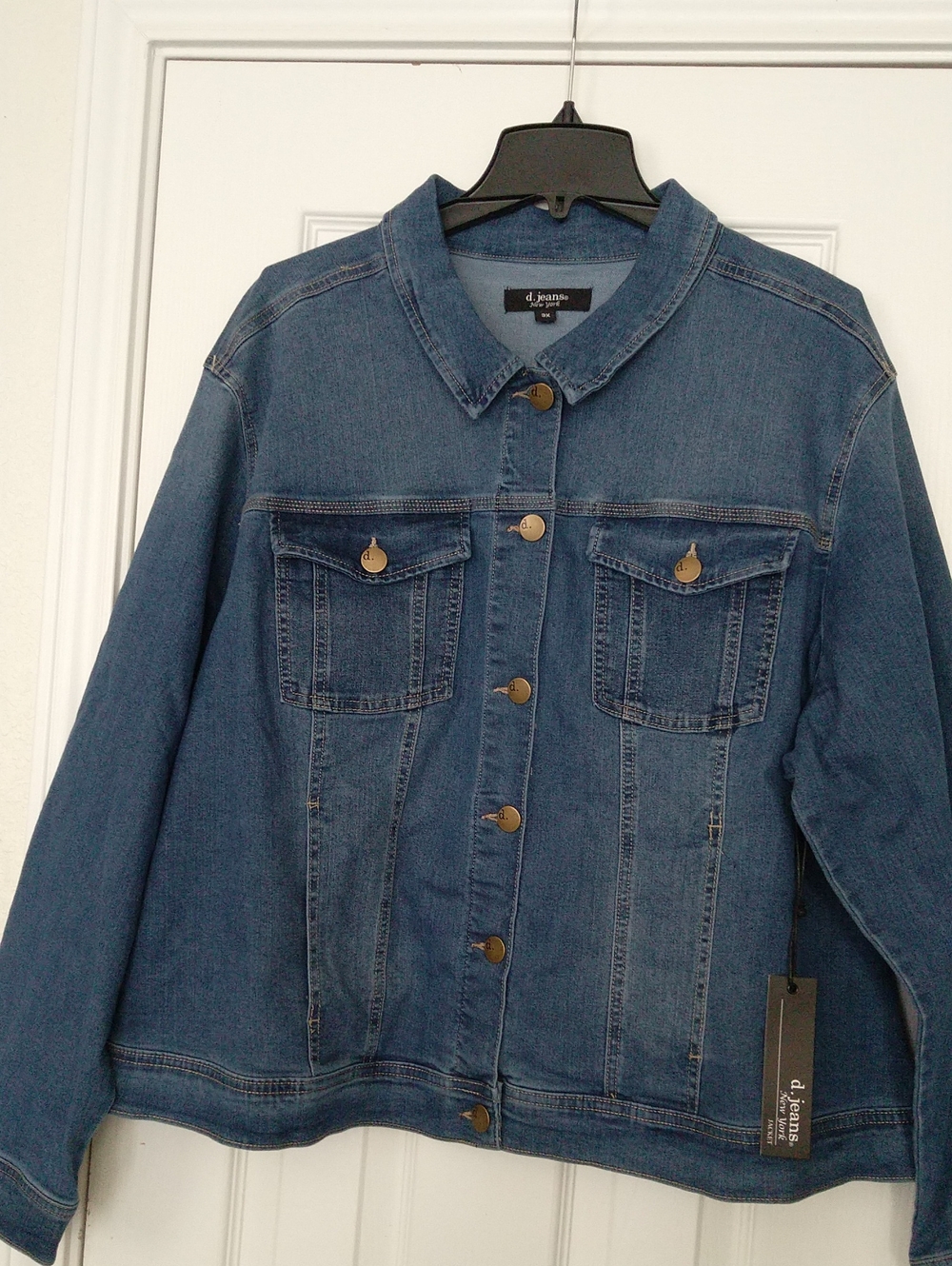 d. jeans Dark Blue Denim Trucker Jacket Women's Sz 3X, NWT Classic, Cozy, Fall